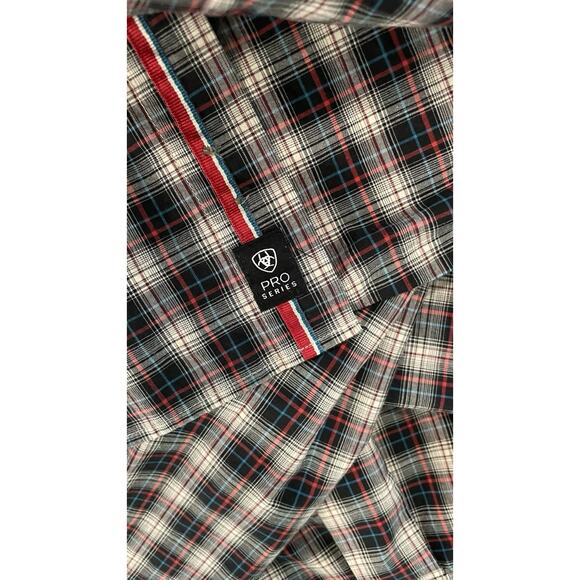 Ariat Western Shirt Plaid Stretch Pro Series Button Vented White Red Blue Men XL - Picture 11 of 11